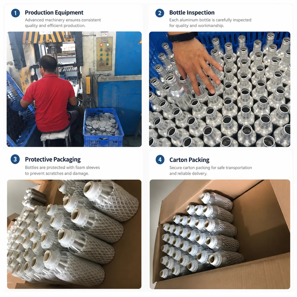 Factory and Packing of Aluminum essential oil bottle