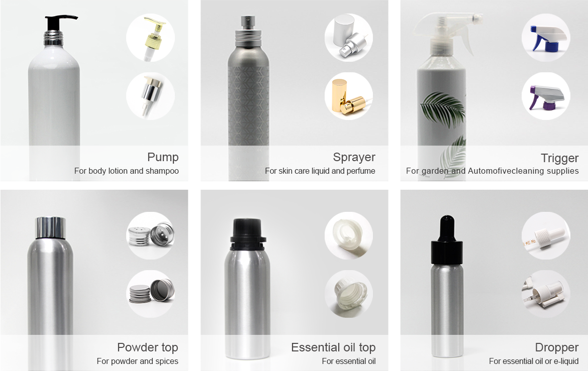 More Closure Options of aluminum bottle