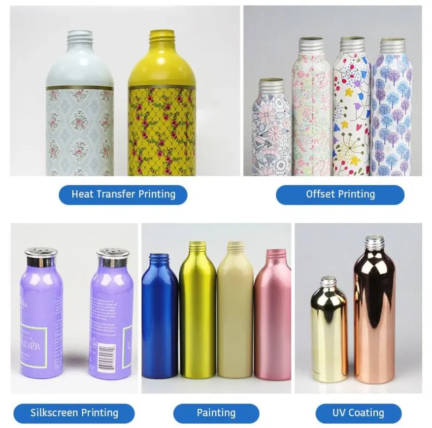 Surface finishing and printing of aluminum bottles