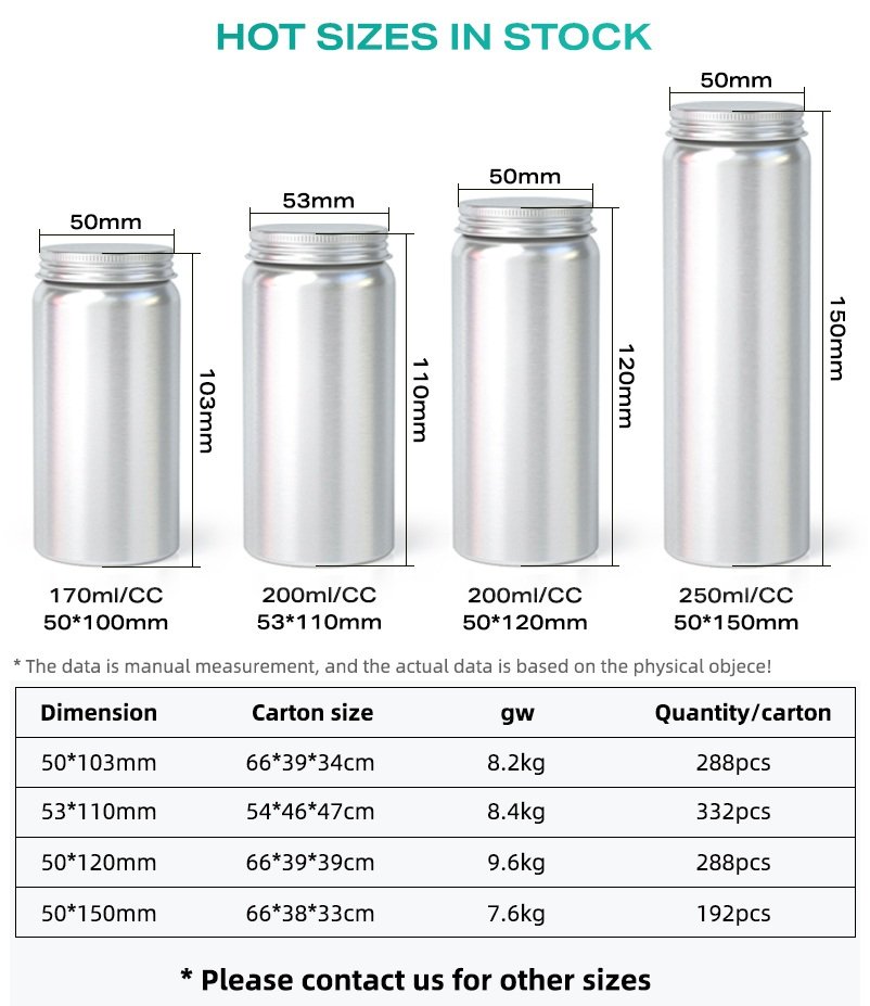 size of aluminum capsule bottles