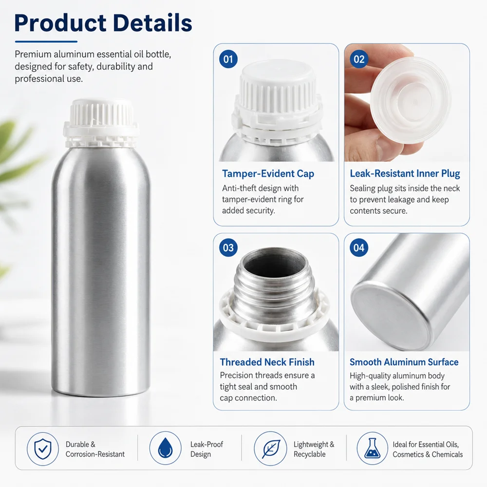 Aluminum Essential Oil Bottle Details